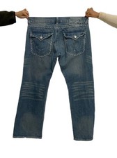 TRUE RELIGION BILLY BIG T ROW SEAT SIZE 42 BLUE COTTON MADE IN USA P1