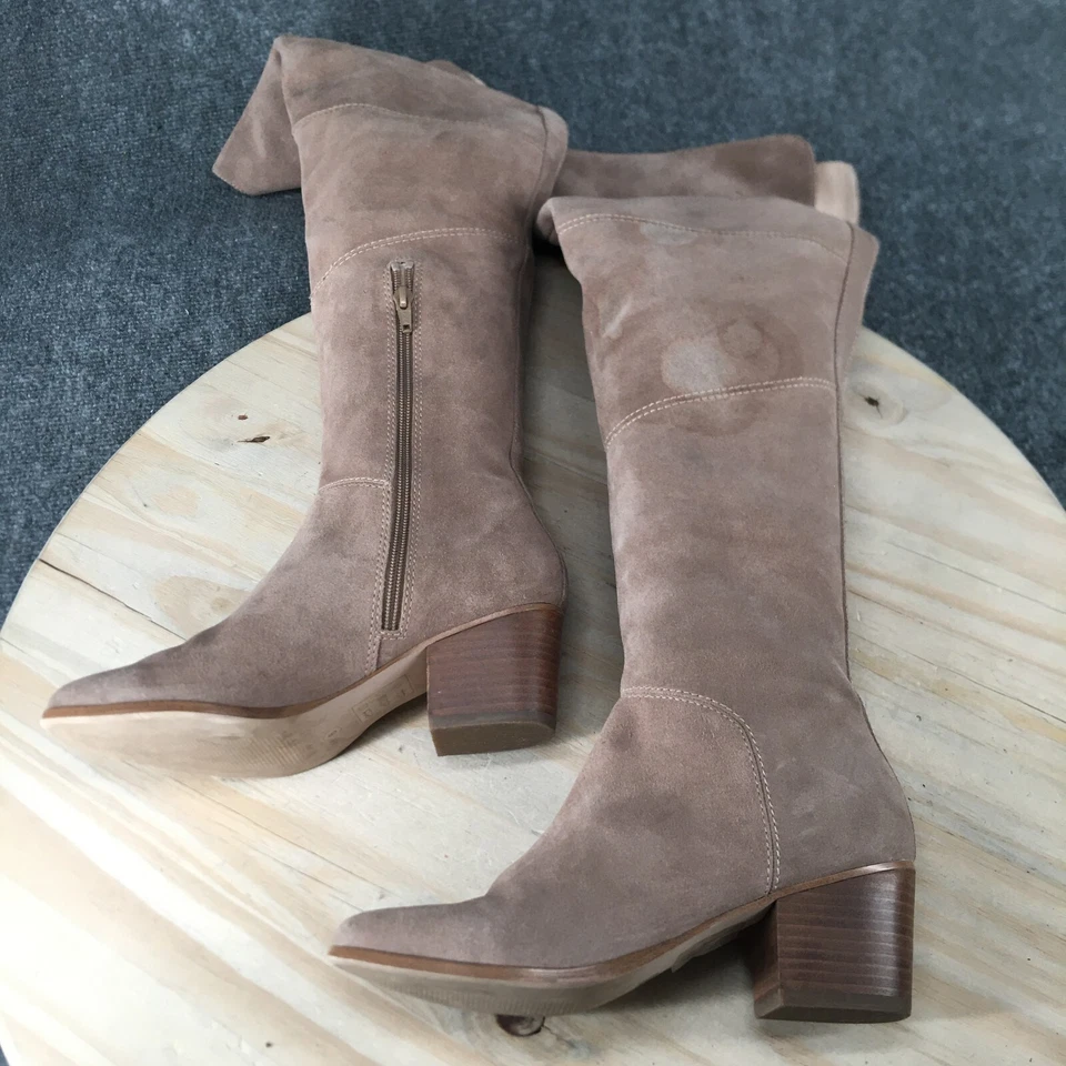 Botas Sole Society para mujer 8 calcetines altos beige gamuza tacones altos informales cómodos Foto 2 de 4