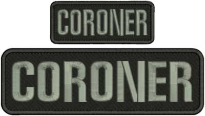 CORONER EMBROIDERY PATCH 3X10 AND 2X5 HOOK ON BACK BLK/GRAY