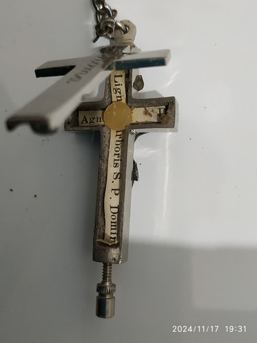 ANTIKER ROSENKRANZ KREUZ MIT INNERER RELIQUIE ROM ANDACHT GEBET KIRCHE - Bild 8 von 8