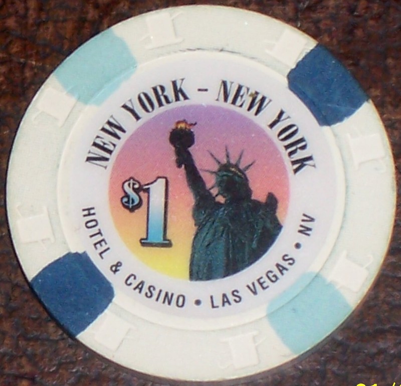 Old $1 NEW YORK NEW YORK Casino Poker Chip Vintage Antique H/C Mold Las Vegas NV