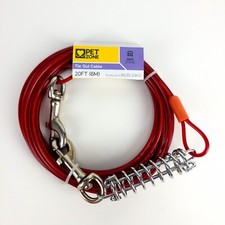 20ft Dog Tie Out Cable up to 50LB Wire Pet Steel Chain Gear Zone Red New