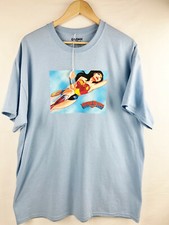VINTAGE WONDER WOMAN IRON ON POWDER BLUE GILDAN XL T-SHIRT - BRAND NEW