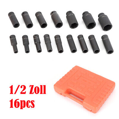 1/2" Zoll Schlagschrauber Kraft Nußsatz 16teilig 10-32 mm Stecknüsse Schlagnüsse 1/2" Zoll Schlagschrauber Kraft Nußsatz 16teilig 10-32 mm Stecknüsse Schlagnüsse