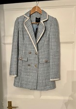 Marciano By Guess Blue Tweed Fitted Medium Length Coat Size Xs 6