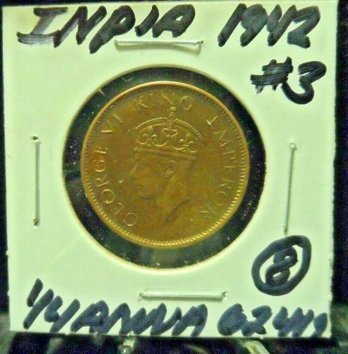 CIRCULATED 1942 1/4 ANNA INDIA COIN (62419)#3(8)....SHIPPED WITH TRACKING# - Picture 3 of 3