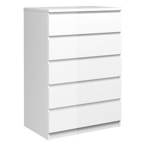 Naia Modern Large 5 Drawer Chest Of Drawers White Gloss Bedroom
