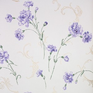 1950s Floral Vintage Wallpaper Purple Flowers Carnations On White Ebay