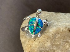 Sterling Silver Ring 8.13g Jewelry Sz 8 Band Blue Opal Turtle Shaped