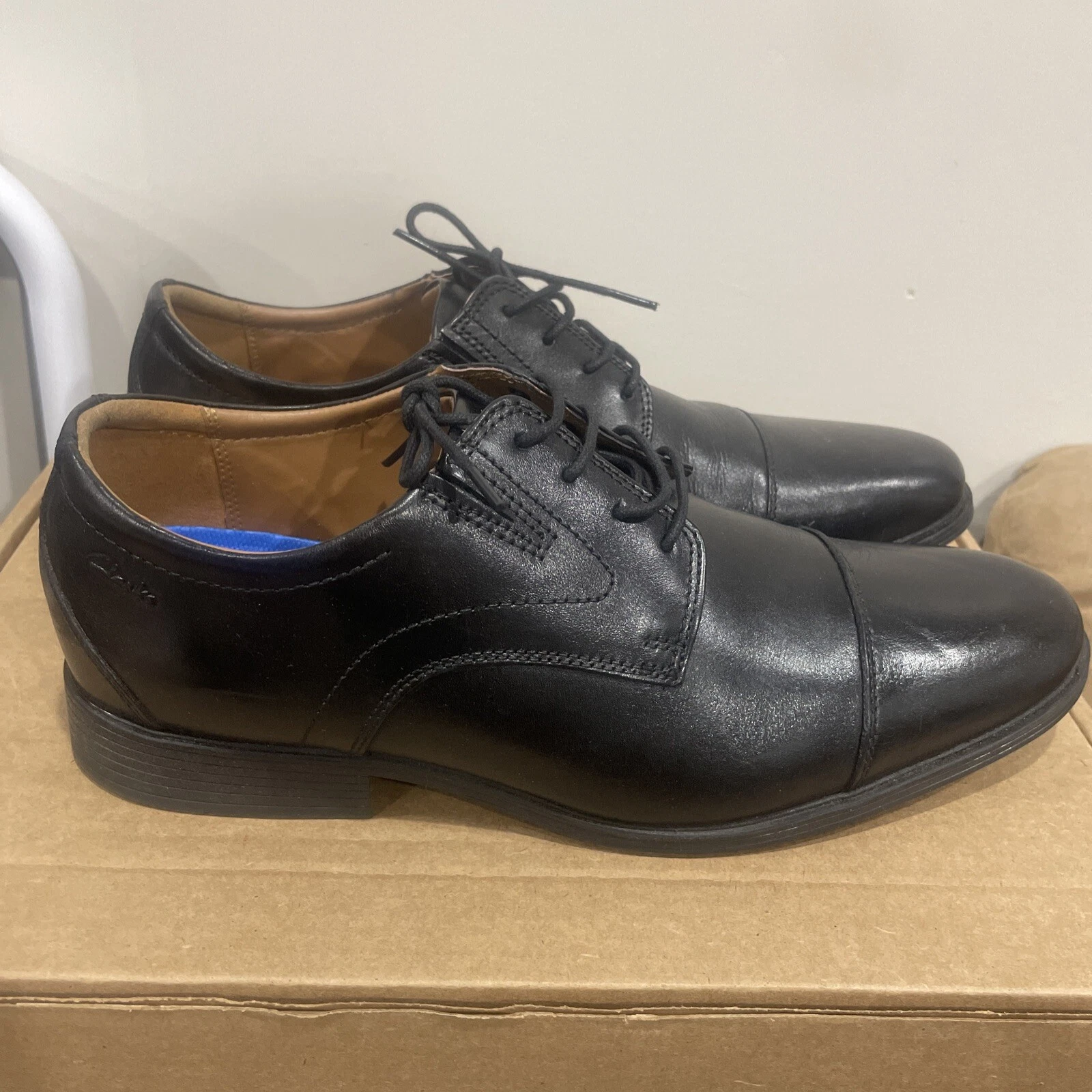 Scarpe Clarks uomo Whiddon Pace scarpe eleganti comode in pelle nera taglia 11