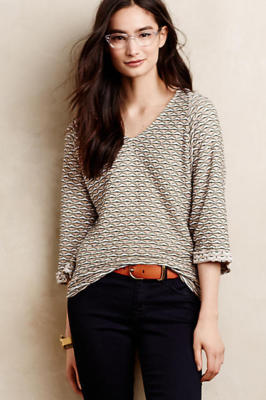 Anthropologie Top S POSTMARK Textured AVANA T-Shirt Blouse Stretch Knit NWT