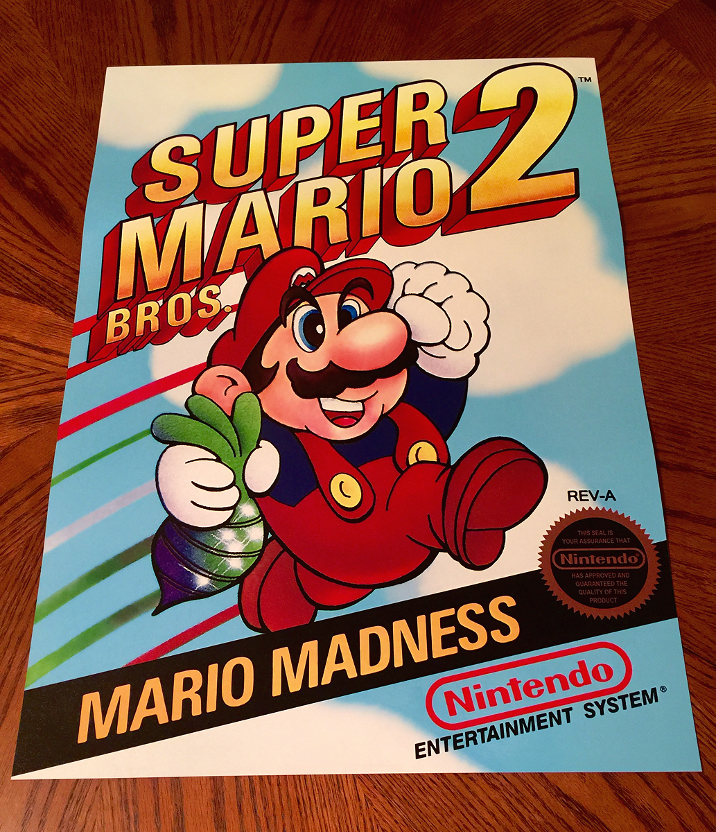 Super Mario Bros 2 NES box art retro video game 24