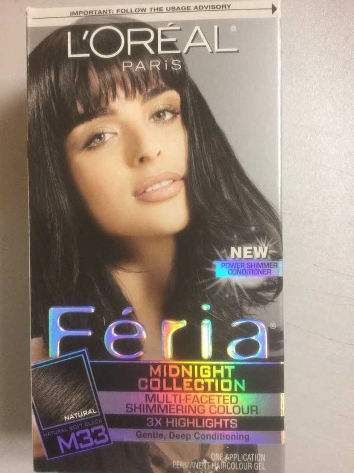 L'OREAL FERIA MULTIFACÉTICO BRILLANTE 3x Destacados NATURAL SUAVE NEGRO #M33 NUEVO Foto 3 de 4