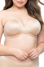 Curvy Couture 1290 SMOOTH STRAPLESS Bra US SZ 36G Nude