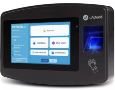uAttend Cloud-Connected Touchscreen Time Clock with Finger Scan, RFID and PIN Pu