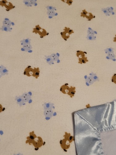 Child of Mine Blue Flannel Satin Puppy Dog Baby Blanket EUC Rare - Picture 2 of 6