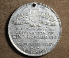 * EDWARD V111 CORONATION MEDAL 1937 HE ABDICATED FOR LOVE 38MM #FRE95