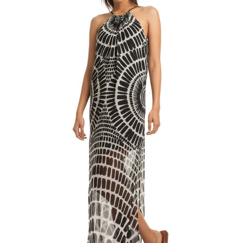 NWT- Trina Turk 'Nilsa' Graphic Print Halter Maxi Dress, Black/White - Size 0 - Picture 2 of 3