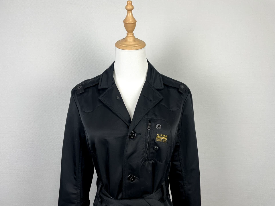 Trinchera para mujer G-Star negro crudo cuello en V botones cinturón opter talla M Foto 2 de 4