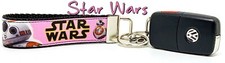 Sci Fi Key Fob Wristlet Keychain 1"wide Zipper pull Camera strap Girl Pink