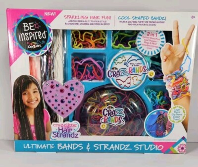 Cra-Z-Art Cra-Z-Bandz Bracelet & Glitter Hair Strandz Maker Studio Gift Set NEW