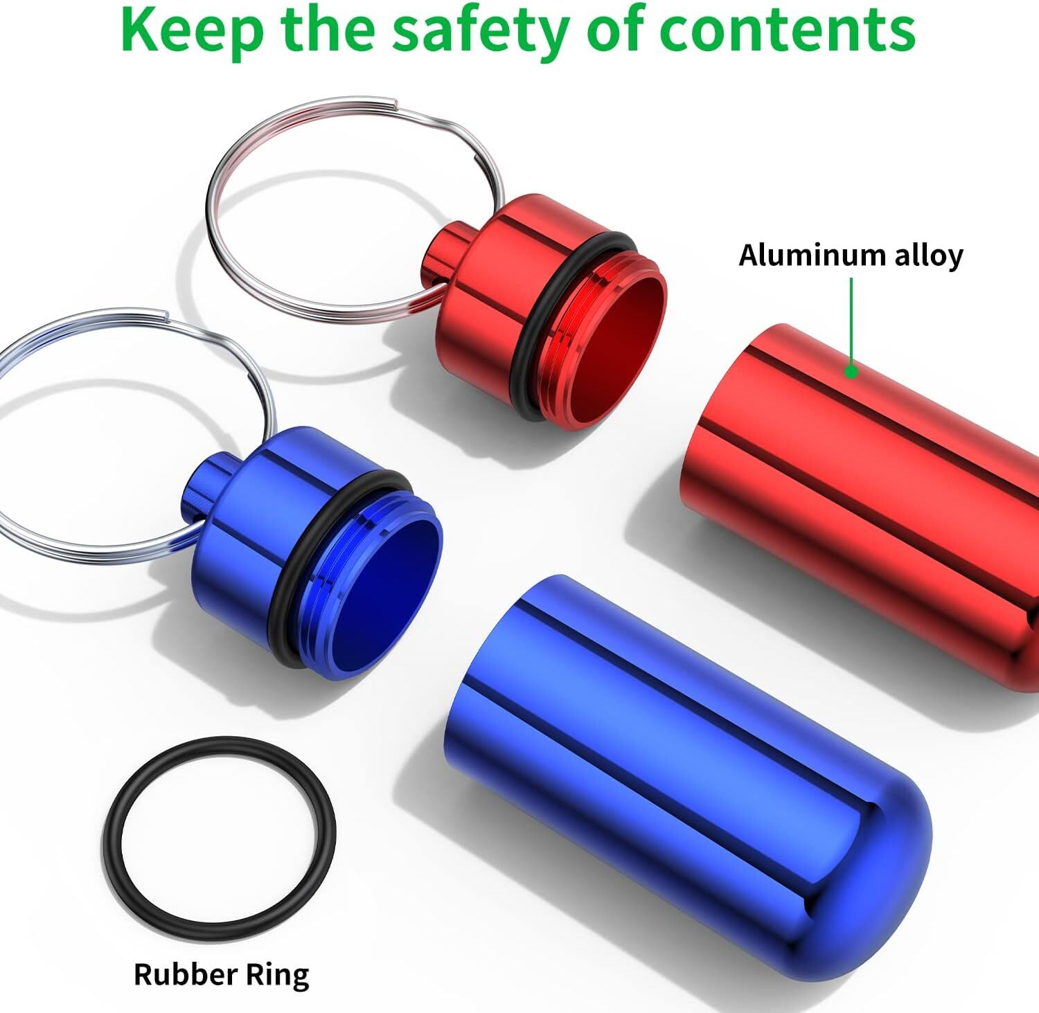 Small Portable Pill Case with Keychain(10 Pack), Urekt Waterproof Aluminum Pill
