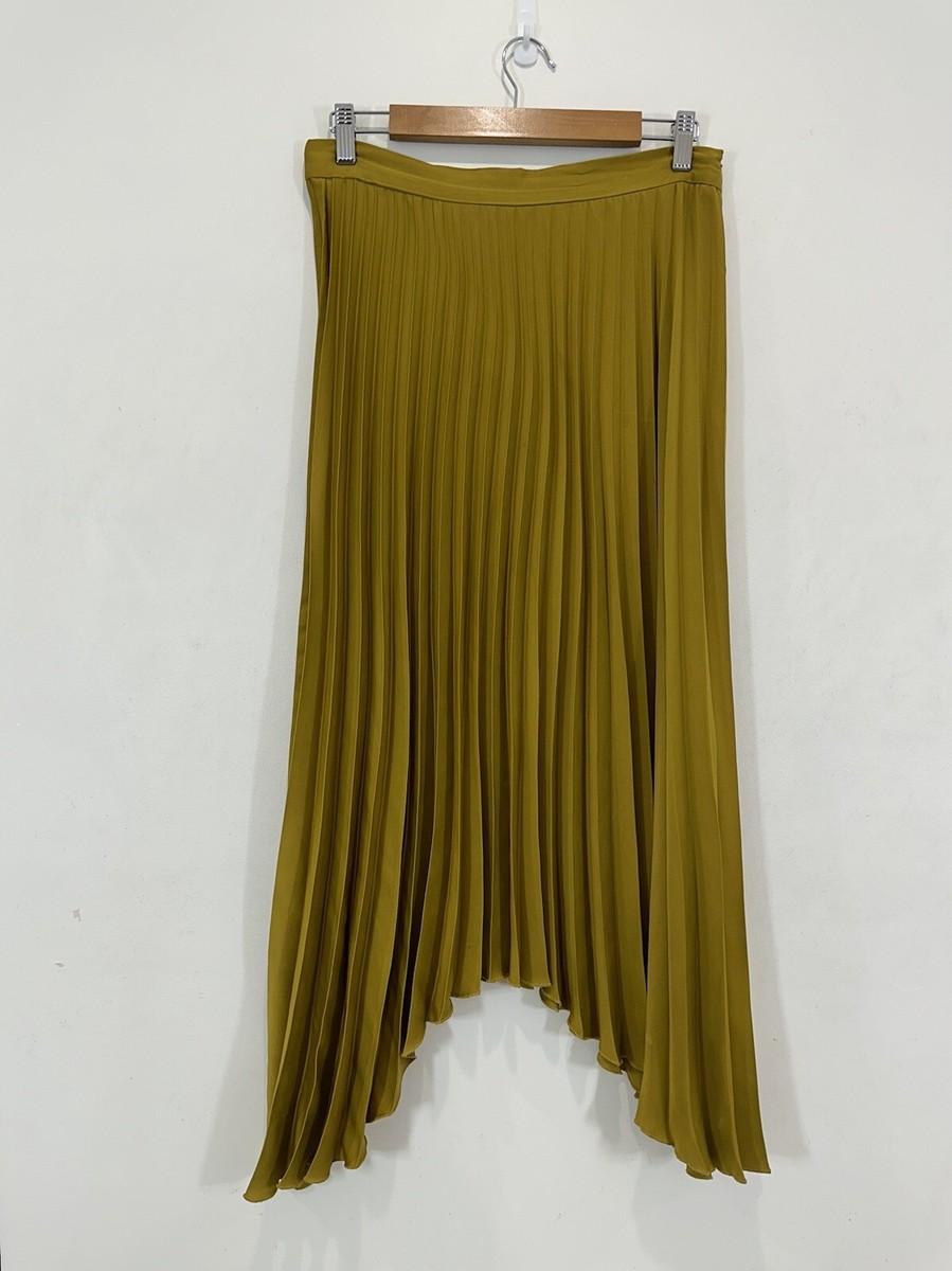 Pleated Maxi Banana Republic Green Pleated Skirt Satin Fabric