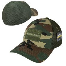 Tactical Ripstop Flex Baseball Cap Mesh Military Operator Hat - Woodland Camo