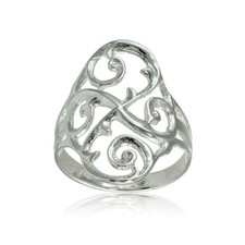Sterling Silver Filigree Celtic Swirl Ring, Size 9