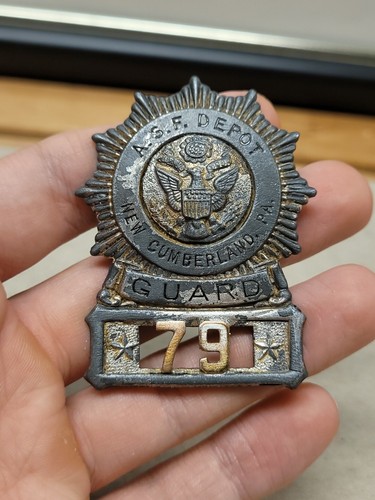 RARE WW2 Armed Service Forces Guard Badge Police Badge New Cumberland PA ASF 40s - Picture 12 of 22