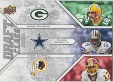 AARON RODGERS 2005 DRAFT CLASS Upper Deck Trio Card GREEN BAY PACKERS FOOTBALL