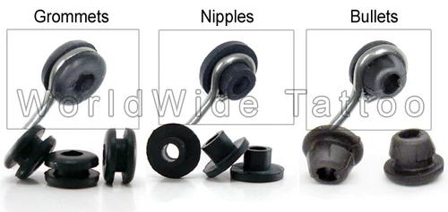 Rubber Nipples Grommets Bullets for Tattoo Machine Gun Loop Bar Needles Parts - product listing photo