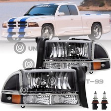 1998-2003 Dodge Durango For 1997-2004 Dodge Dakota Headlight Black Headlamps Lr