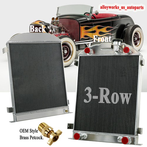Full Aluminum 3 Rows Radiator For 1932-1940 37 Ford Flathead Flat Head ...