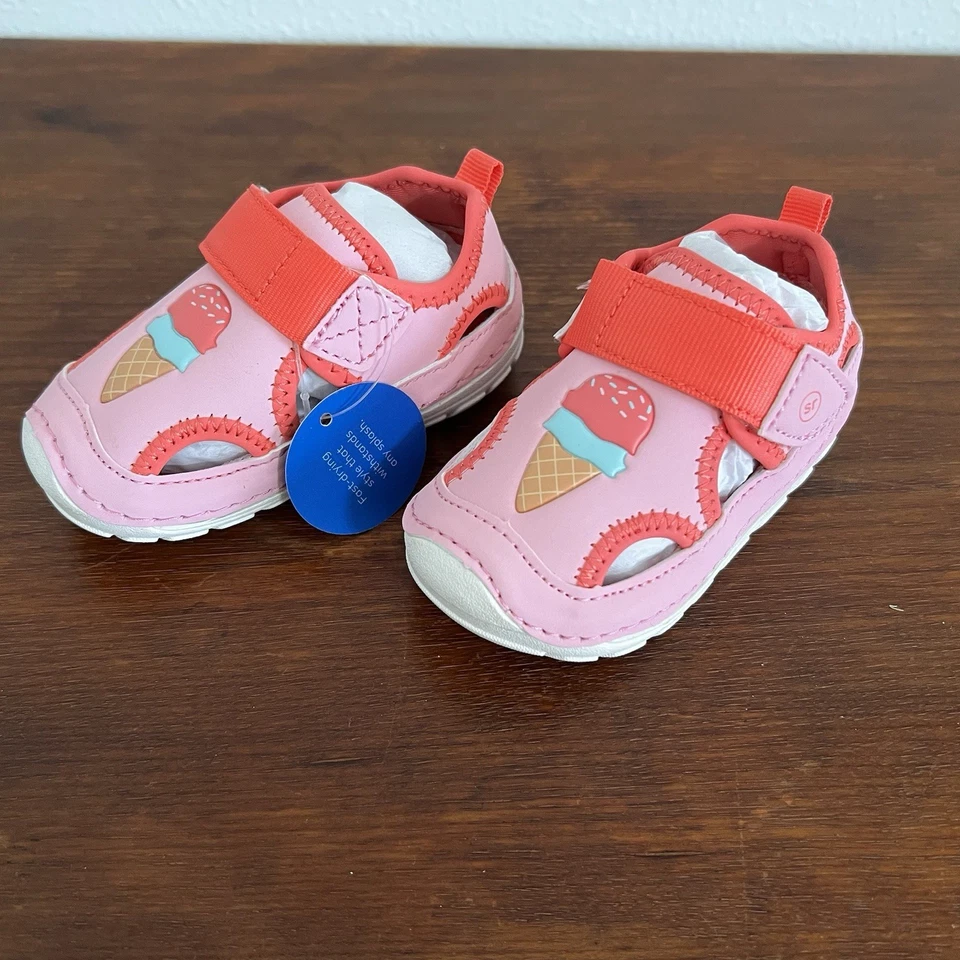 Zapatos Stride Rite Bebé Niñas Splash Ice Cream Talla 3.5W Nuevos con Etiquetas Foto 3 de 4