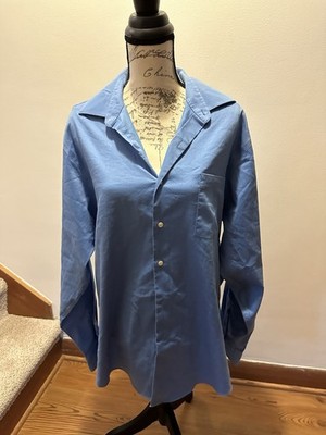 Arrow Shirt Mens 16.5 34/35 Fitted Pocket Button Down Blue Plaid Long Sleeve