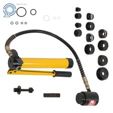 With 6 Dies Hole 10Ton 1/2" To 2" Hydraulic Knockout Punch Driver Tool Kit