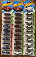 LOT 30 RED WHITE & BLUE HOTWHEELS TESLA MODEL S PLAID EV CARS 1/10 9/250 238/250