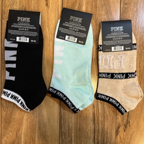 Victoria's Secret PINK Low Ankle Socks 3 Pairs MIX OF COLORS-New with Tags - Picture 3 of 3