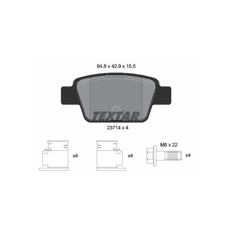 TEXTAR 2371401 Brake Pads Set Rear for Stilo MiTo Multipla Bravo Delta Linea