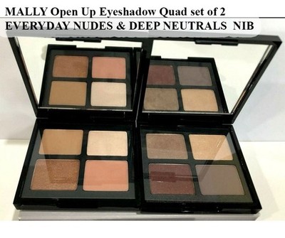 MALLY Open Up Eyeshadow Quad set of 2  EVERYDAY NUDES & DEEP NEUTRALS  NIB