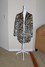Cupcakes & Cashmere leopard faux fur coat, size XS with front zipper closure. 