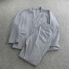 J.Crew Ludlow Suit Mens 42 31x32 Blue Cotton Linen Slim Fit 2 Piece Summer