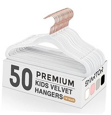 Kids Velvet Hangers 50 Pack, 14 Inch Premium Non Slip Kids 14 inch-50P White