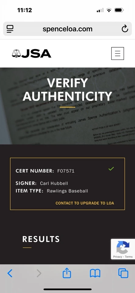 Carl Hubbell Autographed Baseball, JSA COA - Image 4 of 4