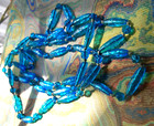 victorian vintage 20s molded NECKLACE blue art GLASS BEAD 50" egyptian revival — photo 1