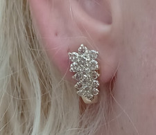 1.5 Carat Total Weight Genuine Diamond Cluster Earrings 10 K Solid Yellow Gold