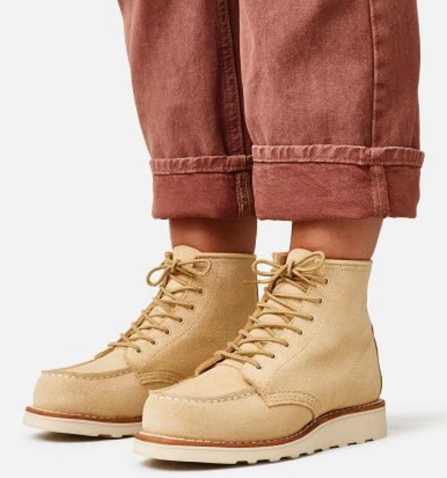 Red Wing 经典 3328 女式奶油色皮革脚趾系带 6 英寸踝靴 — 第 2/4 张图片