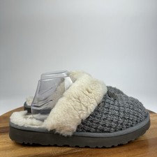 Womens UGG Clugette Cozy Gray Knit Slip On Comfort Slippers Shoes Size 9 M GUC