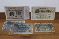 5 St. Reichsbanknoten 1x100.000 1x1.000 2x100 1x20 Mark